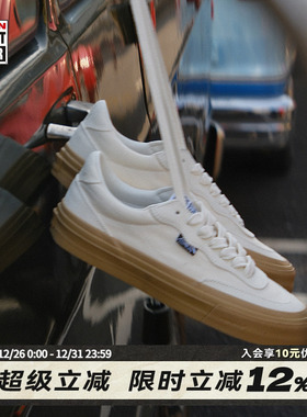 VISION官方  FLAT TOP米白色低帮翻毛皮帆布鞋男女街头运动滑板鞋