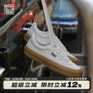 男女街头运动滑板鞋 TOP米白色低帮翻毛皮帆布鞋 FLAT VISION官方