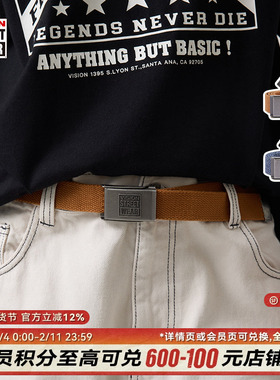 VISION官方 美式复古帆布标志腰带金属扣腰带2色新款