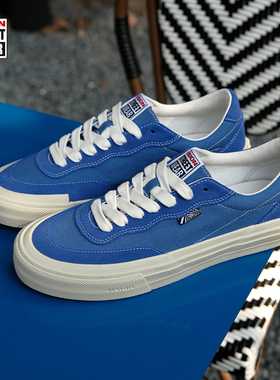 VISION官方  FLAT TOP克莱因蓝低帮翻毛皮帆布鞋男女街头滑板鞋