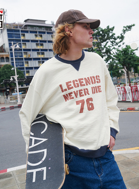 VISION官方 Legends Never Die美式复古宽松圆领卫衣男女25春4色