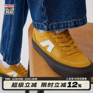 复古运动鞋 黑生胶滑板鞋 STICK沙丘黄低帮翻毛皮帆布鞋 VISION官方