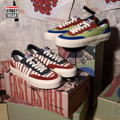 VISION官方 FLAT TOP Retro经典低帮翻毛皮板鞋运动帆布鞋男女