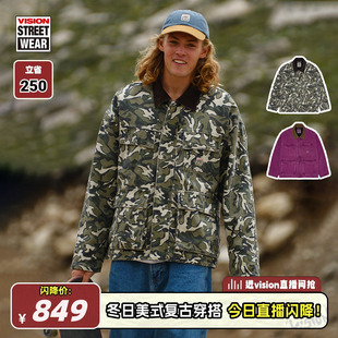 铺棉水洗做旧夹克外套男女 复古四袋工装 VISION官方 美式