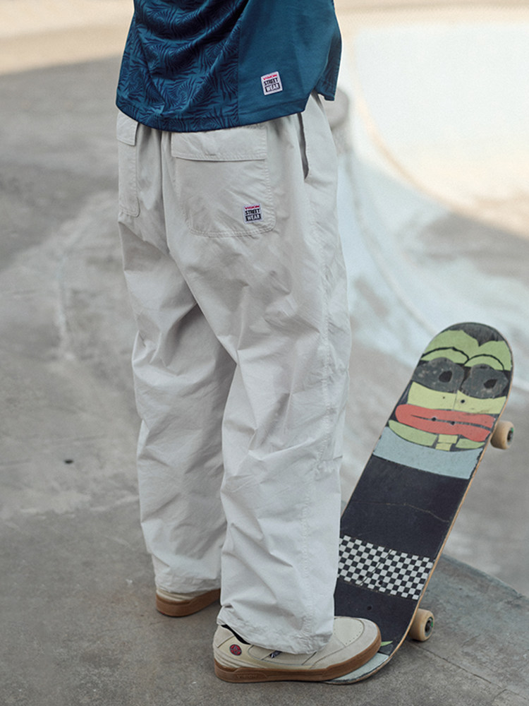 VISION 공식 아메리칸 스트리트 클래식 낙하산 바지 스포츠 캐주얼 와이드 레그 팬츠 남성과 여성 2 색 24 가을 신작