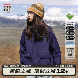 羽绒服儿童25冬新款 VISION童装 Teflon科技三防90鸭绒中长轻薄款