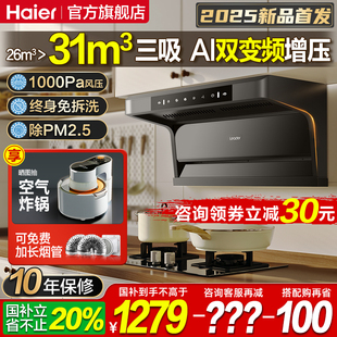海尔顶侧双吸抽油烟机家用厨房大吸力吸油烟机抽烟机以旧换新补贴