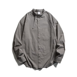 衬衫 日系复古休闲宽松百搭立领格子长袖 2026春季 SELLMOON