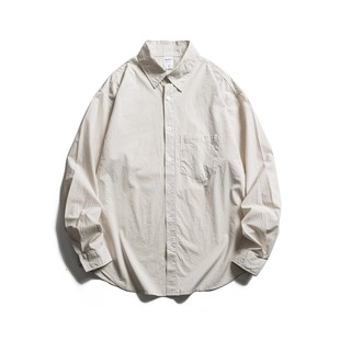 SELLMOON2026春款 水洗学院风男常规潮流休闲条纹复古日系翻领衬衫