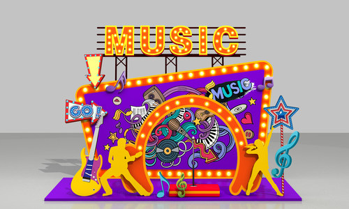 音乐节美陈演唱会拍照框乐队打卡地摇滚乐动dp点music堆头设计图