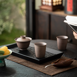 集正 无釉大号品茗杯茶盏 粗陶老岩泥可乐杯 复古精工主人杯