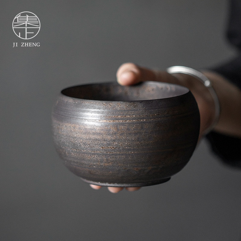 集正 鎏金建水 日式茶具配件杯洗用茶桌茶渣缸废水盂
