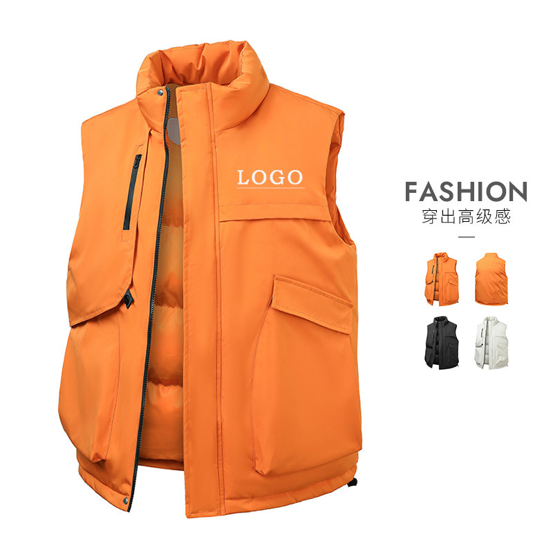 秋冬季橘色羽绒棉马甲工作服定制加厚摄影背心广告马夹工装印logo,男装,常规马甲,淘宝优惠券,粉丝福利购,淘宝优惠卷