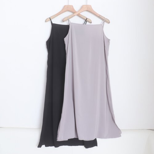 E01040日单春夏款客供料方领套头微宽松女简洁打底内衬吊带连衣裙