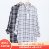 D09097日单新款 衬衫 单排扣宽松通勤好搭配女轻薄格子中长款 长袖