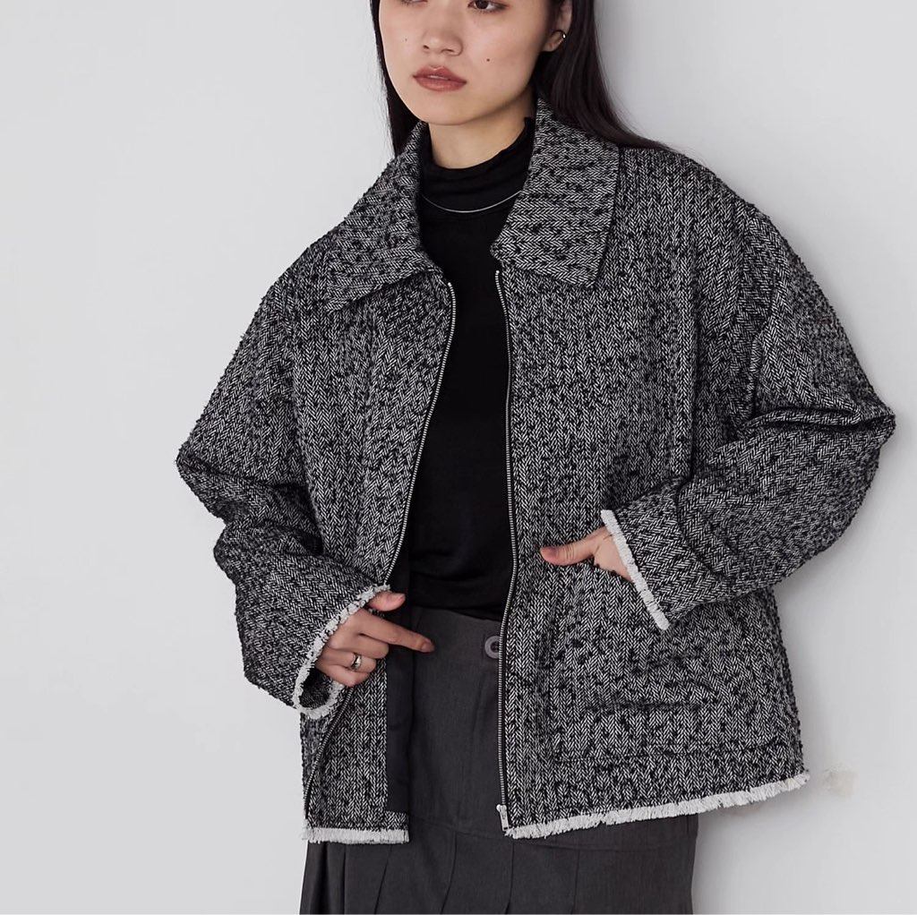 fo.rk.sy.新款人字纹毛边夹克外套