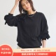 B07023日单秋新款 客供料圆领套头宽松显瘦蝴蝶结女纯色休闲卫衣