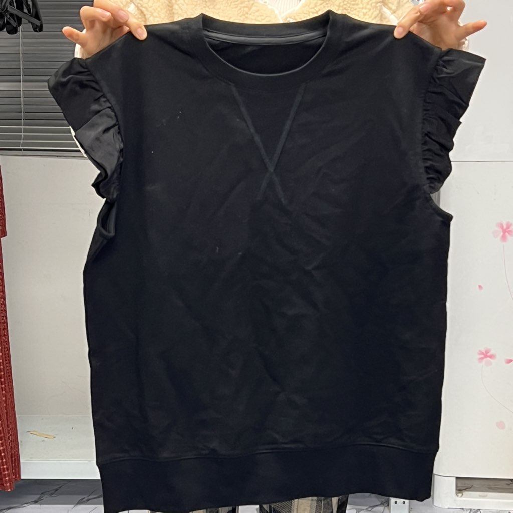 498，B Y 贵牌 黑色飞飞袖短袖 定制面料