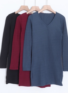 D03077日单秋冬款日系客供料V领弹性好显瘦女通勤气质中长针织衫