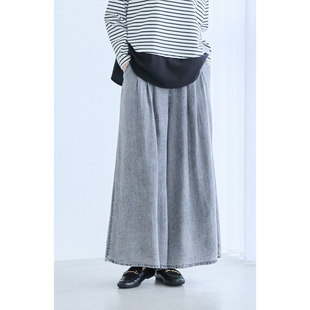 D21086日单天丝料新款 贵牌松紧高腰宽松女通勤休闲水洗牛仔阔腿裤