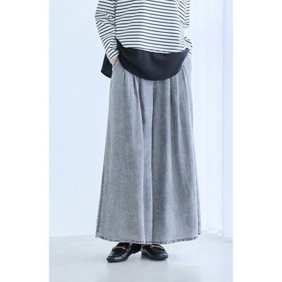 D21086日单天丝料新款贵牌松紧高腰宽松女通勤休闲水洗牛仔阔腿裤