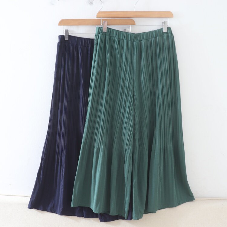 P08022日单贵牌新款客供料松紧高腰显瘦女纯色通勤气质百褶阔腿裤