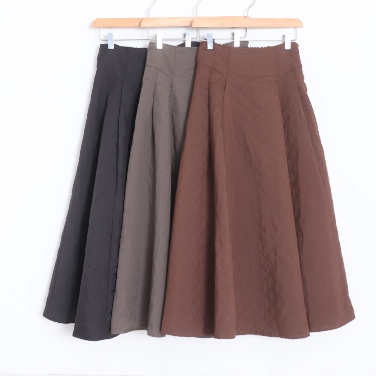 D04066日单秋冬新款隐形拉链松紧高腰显瘦A字裙女气质长款半身裙