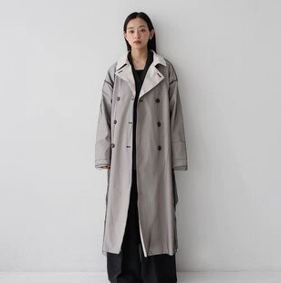大F家拼接网纱长款 风衣外套