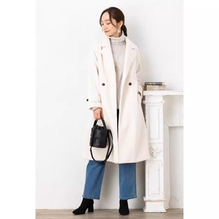 呢子外套 领两粒扣宽松显瘦女气质长款 D06076日单新款 客供料西装