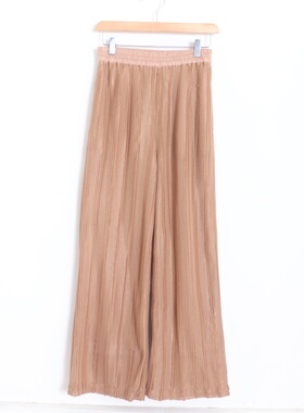 D090122日单新款客供料松紧高腰显瘦好搭配长裤女纯色气质直筒裤