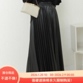 C08035日单秋冬款 半身裙 科技面料松紧高腰A字女长款 气质百褶薄款