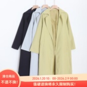 领无扣女长款 D060101日单贵牌1.5W 客供料通勤气质西装 风衣外套