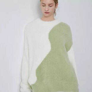 357，S码 日单贵牌1.5W日元 绿白色毛衣S码加厚亲肤