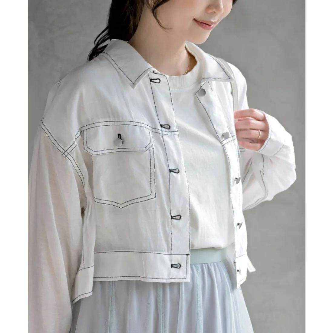 D19015日单26年新款客供料单排扣宽松好搭配女气质轻薄短款衬衫