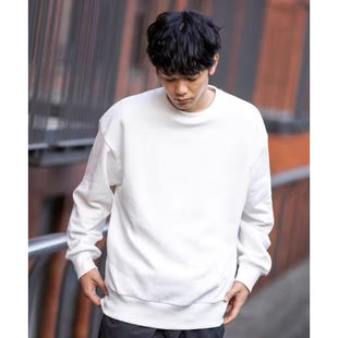 D05043日单秋款通勤圆领宽松显瘦中性纯色印花加薄绒保暖休闲卫衣