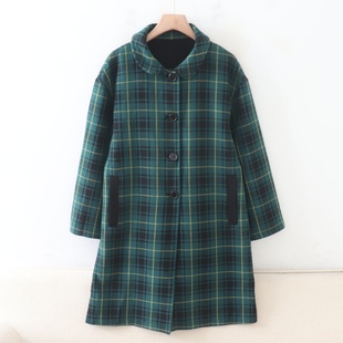 单排扣翻边领宽松女通勤格子中长款 新款 外套 秋季 D02020日单1.4W