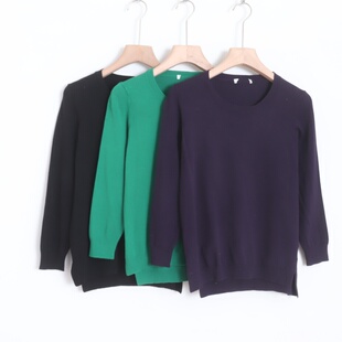 D11083日单秋冬款客供料简洁圆领弹性好保暖女好搭配细腻针织毛衣