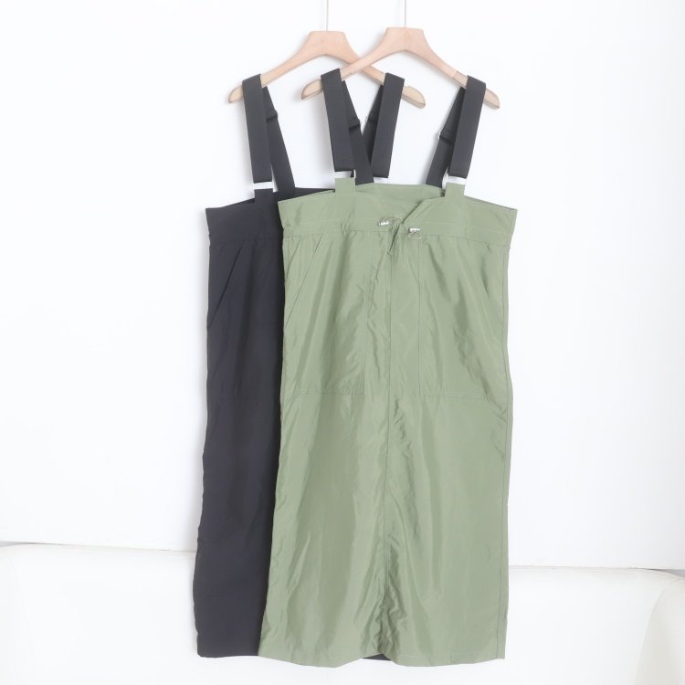 D16061日单客供料套头微宽松腰间收腰显瘦女通勤休闲可调节背带裙