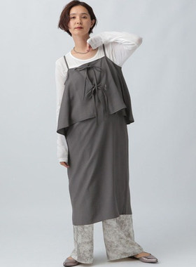 C09066日单6990日元新款客供料系带套头微宽松女气质可调节吊带裙