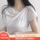 女甜美日系棉质短袖 D08010日单新款 GL一字褶皱领套头弹性修身 T恤