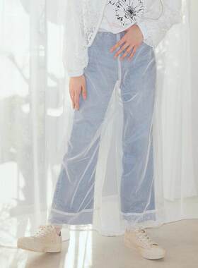 A05059日单夏新款花边松紧高腰宽松女甜美气质透视纱网罩裤阔腿裤