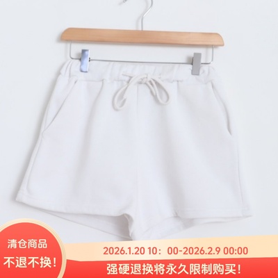 D12068日单新款客供料GL松紧高腰抽绳系带好搭配女纯色甜美短裤