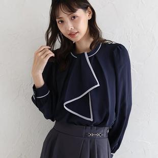 衬衫 D05062日单新款 后纽扣圆领套头领带可拆宽松显瘦女气质长袖