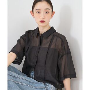 A04093日单7150日元夏季新款客供料单排扣女纯色轻薄气质短袖衬衫