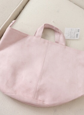 B07073日单客供新款菜篮子女简洁包手拎麂皮绒手提休闲小水桶包