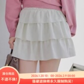 B05097日单夏新款 客供料螺纹松紧高腰显瘦蛋糕裙女纯色甜美半身裙