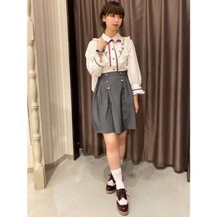 D24097日单春夏新款客供料后松紧高腰显瘦A字裙女甜美短裙半身裙