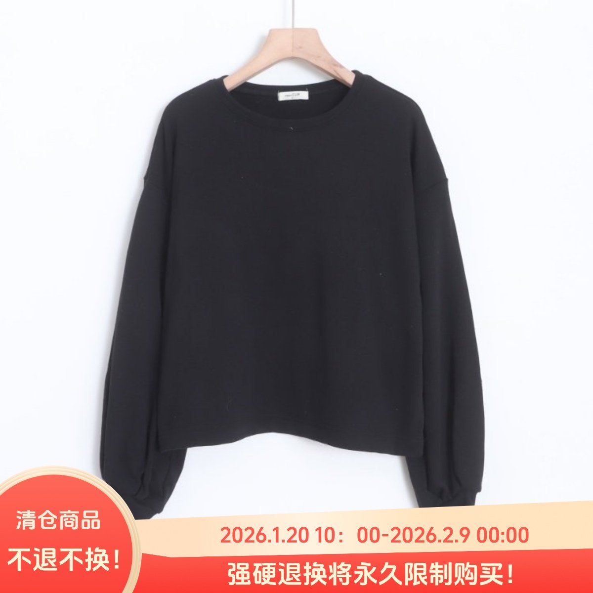 D11075日单客供料圆领套头宽松好搭配女纯色简洁通勤休闲长袖卫衣