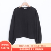 D11075日单客供料圆领套头宽松好搭配女纯色简洁通勤休闲长袖 卫衣