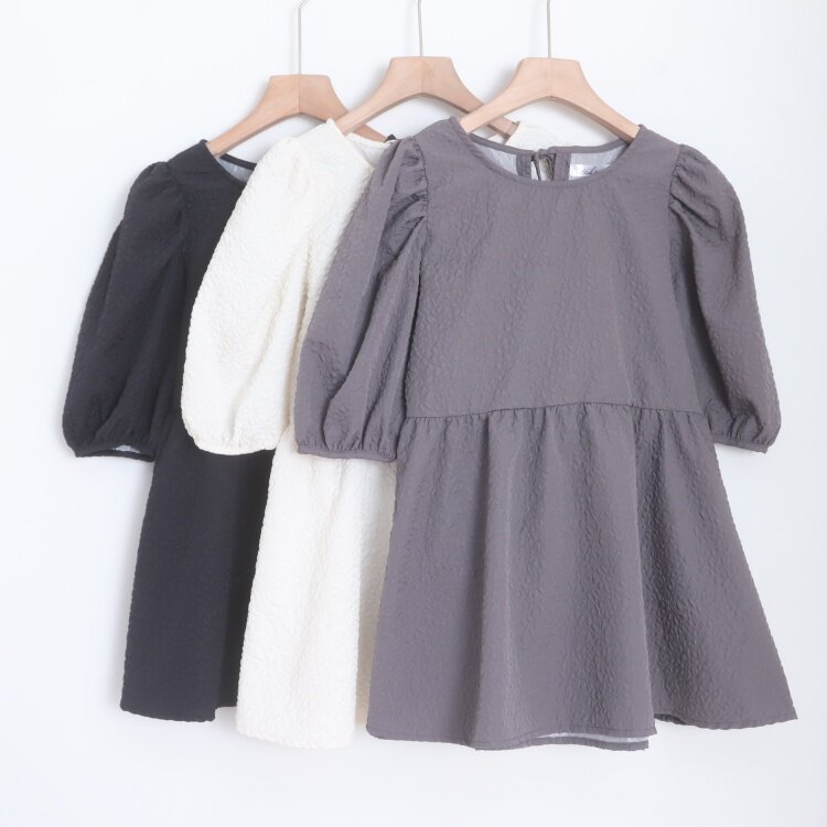 D22059日单新款客供料系带圆领套头微宽松显瘦女气质中长短袖衬衫